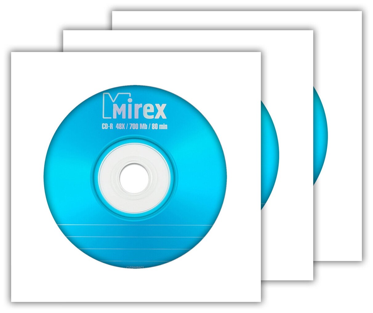 Диск CD-R 700Mb 48x Mirex Standard, в бумажном конверте с окном, 3 шт.