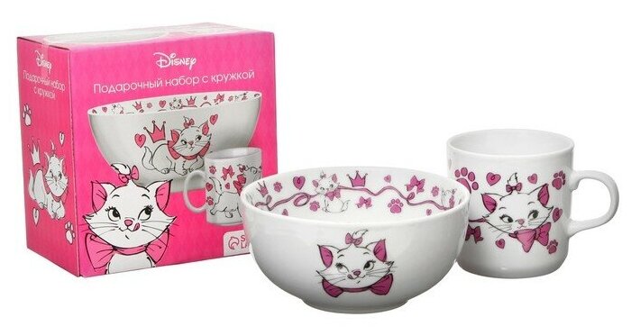 Disney Набор детской посуды "Кошечка Мари" 2 предмета: салатник, кружка, Коты Аристократы