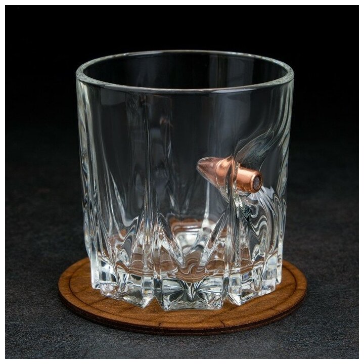 Набор "Непробиваемый", 2 стакана 200 мл с пулей, камни для виски 4 шт. в мешочке, подставка 7520000