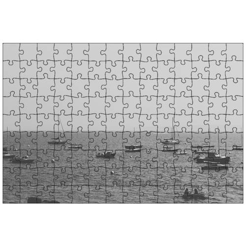 фото Магнитный пазл 27x18см."черное и белое, лодки, темный" на холодильник lotsprints