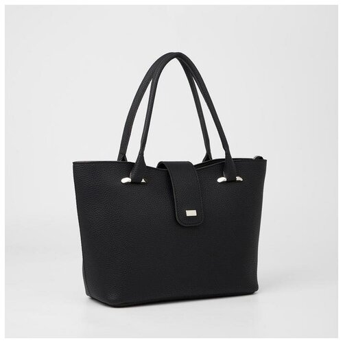 фото Сумка-тоут, отдел на молнии, наружный карман, цвет чёрный mikimarket