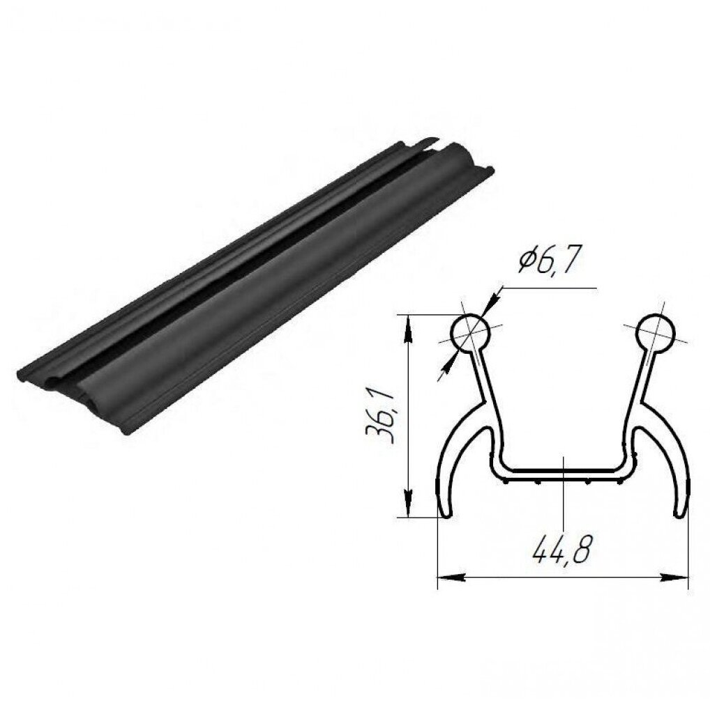 Нижний уплотнитель для ремонта секционных ворот 80042, 1 метр - фотография № 2
