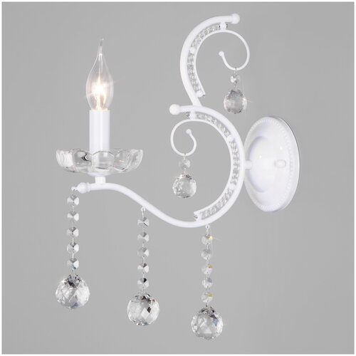 фото Классическое хрустальное бра eurosvet 10107/1 глянцевый белый/прозрачный хрусталь strotskis