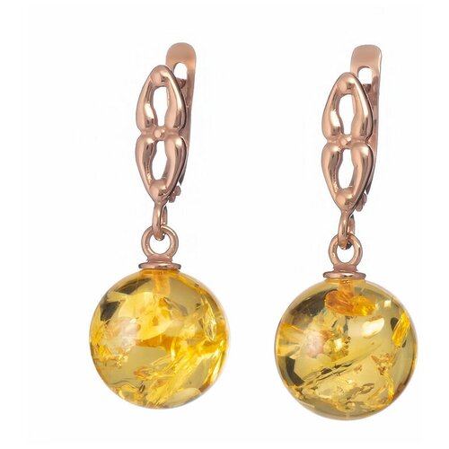 Серьги Amberprofi, серебро, 925 проба, золочение, янтарь роскошные позолоченные серьги с искрящимся лимонным янтарем