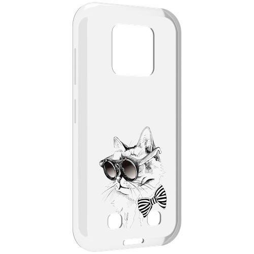 Чехол MyPads крутая кошка в очках для Oukitel WP18 задняя-панель-накладка-бампер
