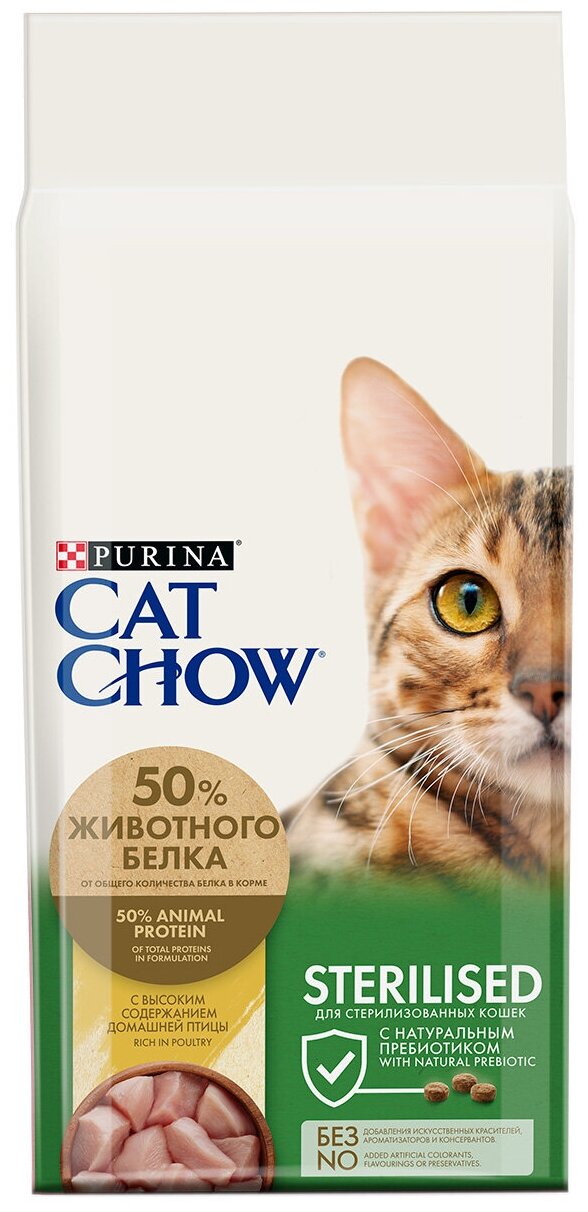 Cat Chow Sterilised Корм для кошек домашняя птица, 1,5кг - фотография № 19