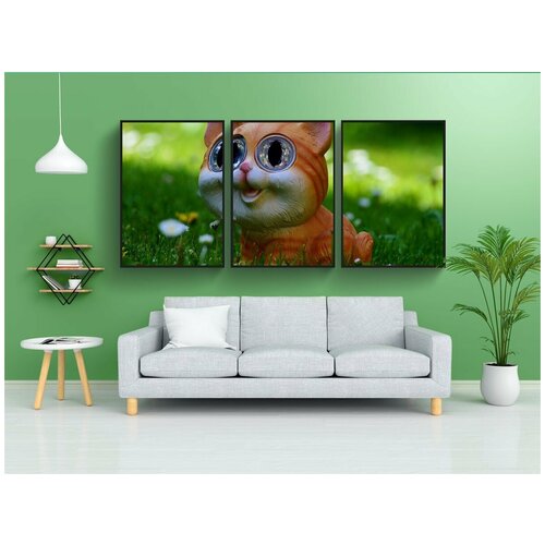 фото Набор модулных постеров для интерьера "кот, луг, милый" 60x90 см. в тубусе, без рамки lotsprints