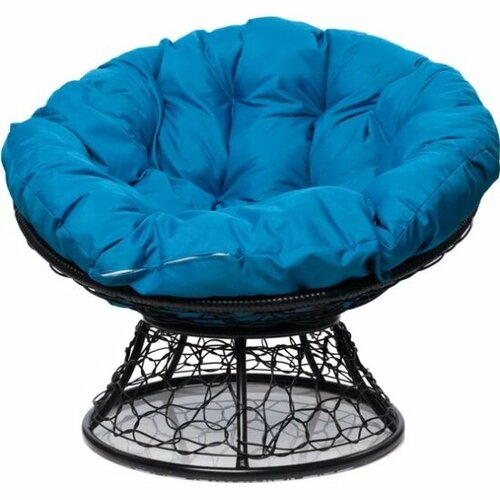 Садовое кресло M-group Папасан с ротангом черное + голубая подушка кресло m group чил белый 12360103 голубая подушка