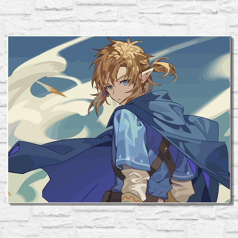 Картина по номерам на холсте игры the legends of zelda Tears of the Kingdom (зельда, линк) - 14847 80х60