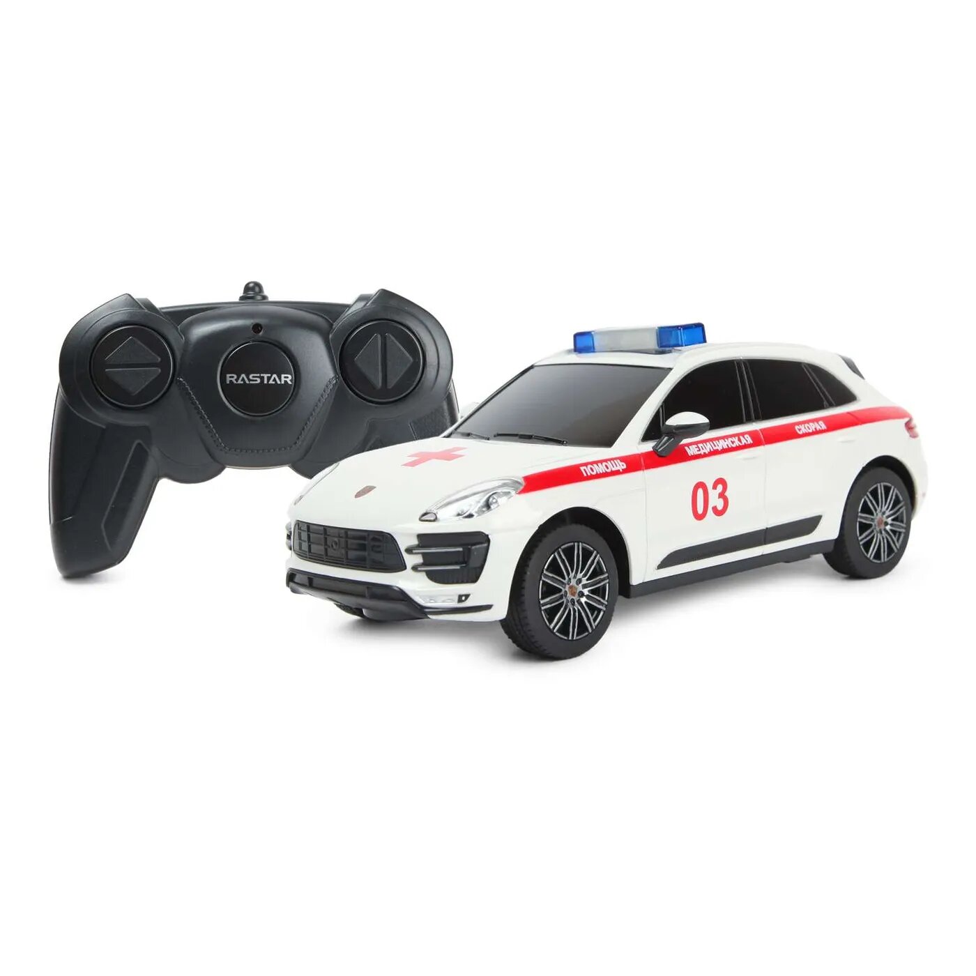 Машина Rastar РУ 1:24 Prosche Macan Turbo Ambulance Белая 71800A