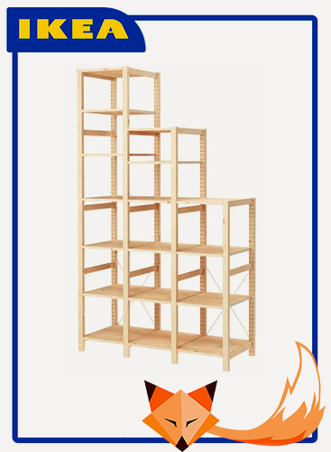 Изображение товара Стеллаж IKEA Ivar 139х50х226 см, 17 полок, массив сосны, без покрытия