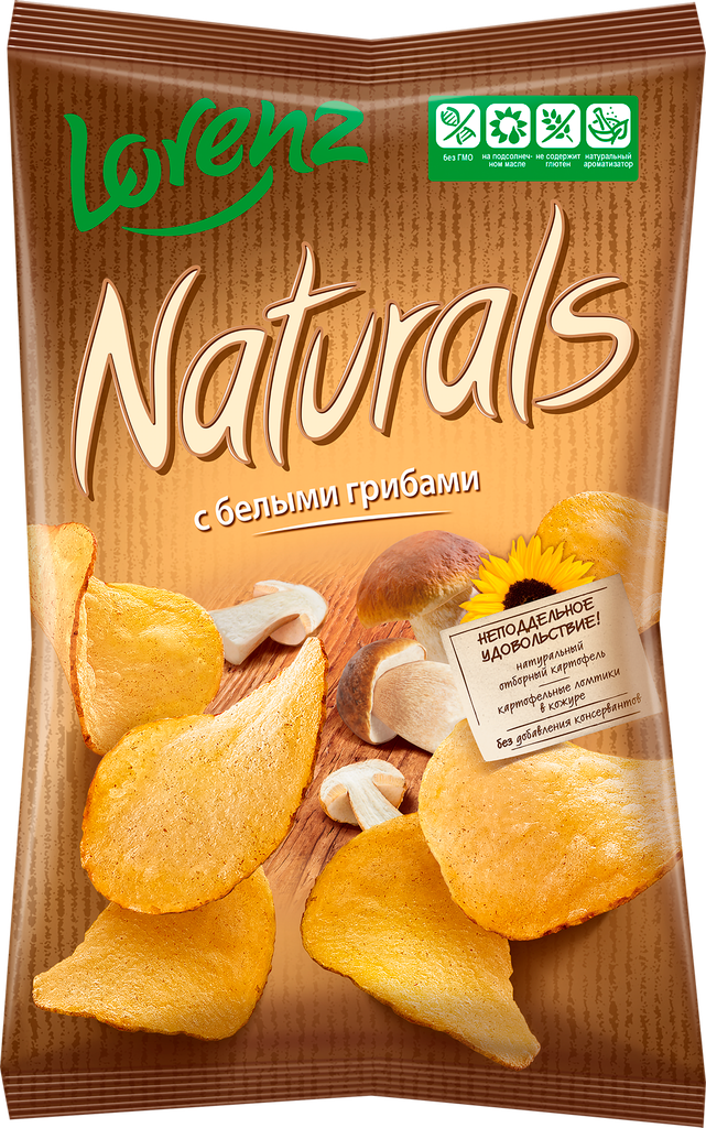 Чипсы картофельные NATURALS с белыми грибами, 100г