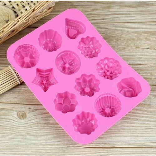 Силиконовая форма для выпечки и запекания для кексов желе пирожных 12 шт 21х16см 411₽