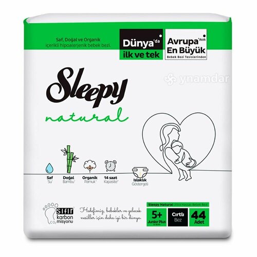 Подгузники Sleepy Natural Double Jumbo Junior Plus 5 44шт. sleepy natural panty diapers size 5 junior 4 x2 jumbo 192 pieces