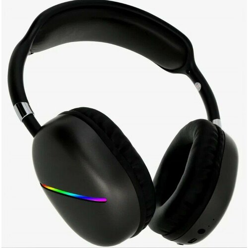 Беспроводные Bluetooth-наушники светодиодная подсветка MP3 плеер FM-радио регулировка громкости black 143600₽