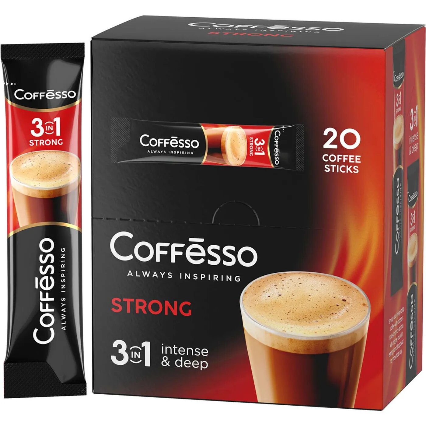 Кофе растворимый Coffesso Strong 3в1 молотый 300г стик