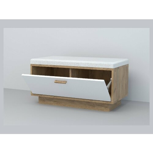 Эго Обувница ОБ-1 ПД (Глянец Белый, Дуб Крафт Золотой)