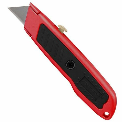 Строительный нож WORKPRO выдвижной, быстросменные трапециевидные лезвия WP213005