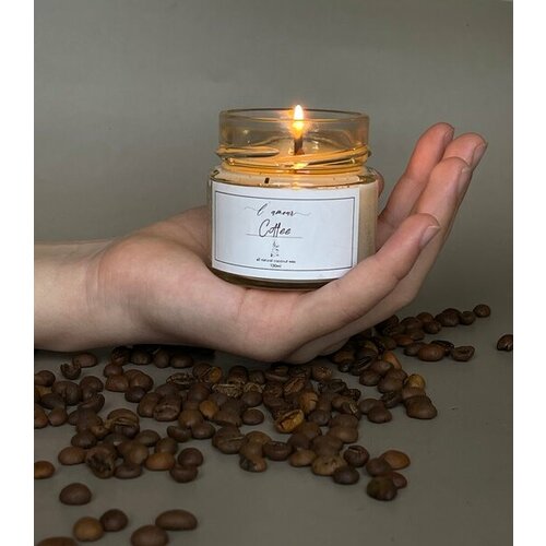 Ароматная свеча с кофейным ароматом и деревянным фитилем 100 мл