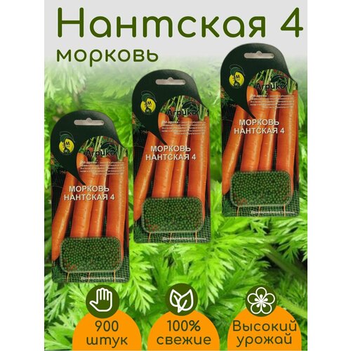 Морковь Нантская 4 семена ЭМ драже 3 упаковки