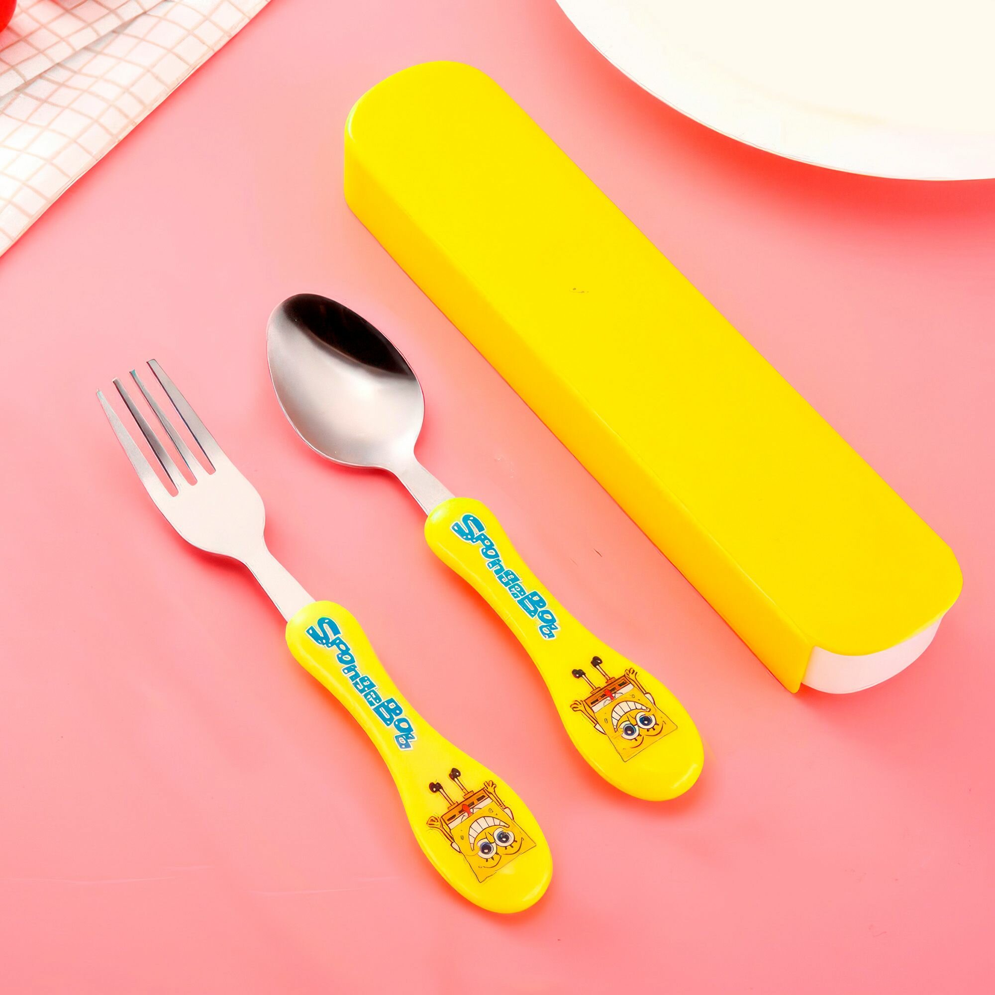 фото Набор детских столовых приборов для кормления, детские вилка и ложка в футляре. mi sol