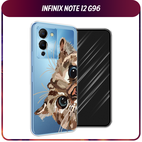 Силиконовый чехол на Infinix Note 12 G96 / Инфиникс Ноут 12 G96 Любопытный кот, прозрачный силиконовый чехол на infinix note 12 g96 инфиникс ноут 12 g96 фон соты красные
