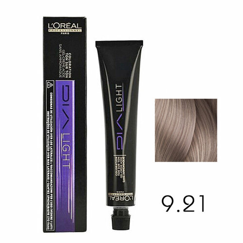 Краска для волос Dia Light 9.21 50 мл L'Oreal Professionnel Dia Light Cendre 9.21 VF58 9.21 краска для волос l oreal professionnel гель краска для волос без аммиака l oreal professionnel dia light 6 11 темный блондин пепельный интенсивный