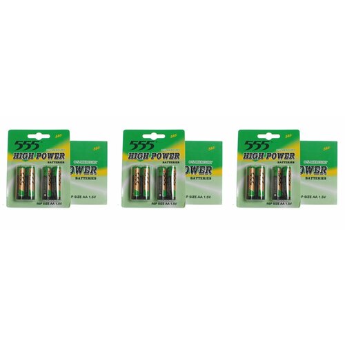 Элементы питания 555, LR6 алкалиновые AA, 4 шт, 3 упаковки