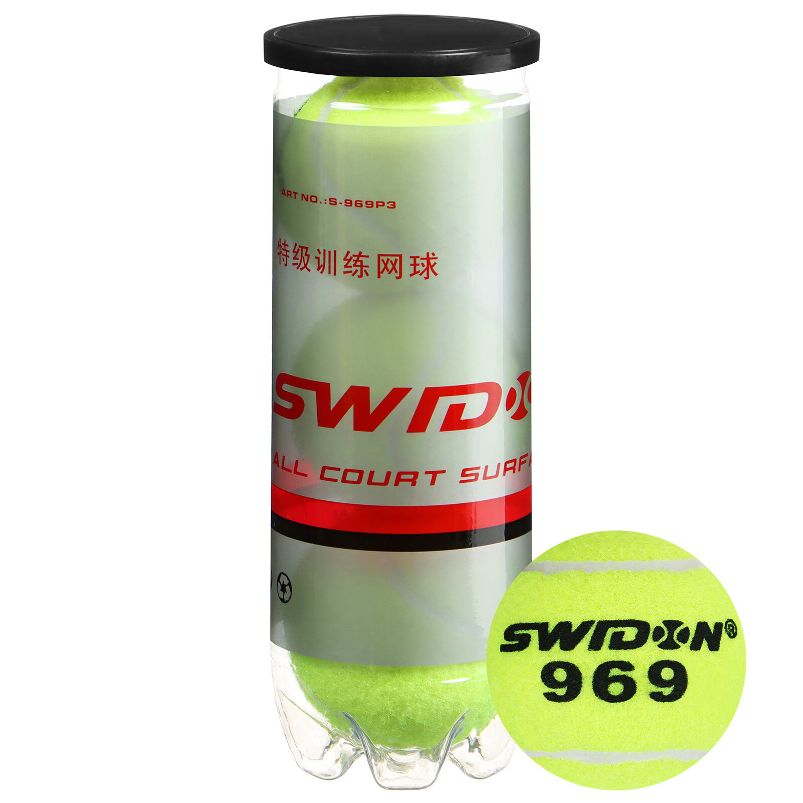 Набор мячей для большого тенниса SWIDON 969 тренировочный, 3 шт. (1шт.)