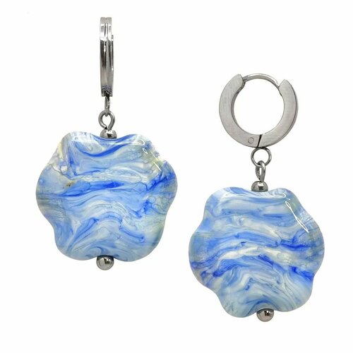 Серьги Vloes, стекло, муранское стекло, голубой, белый