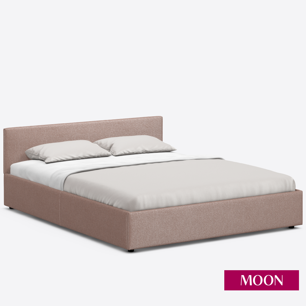 Кровать двуспальная с подъемным механизмом, MOON FAMILY 1250, размер 140х200 см, рогожка розовая. Ортопедическое основание в комплекте