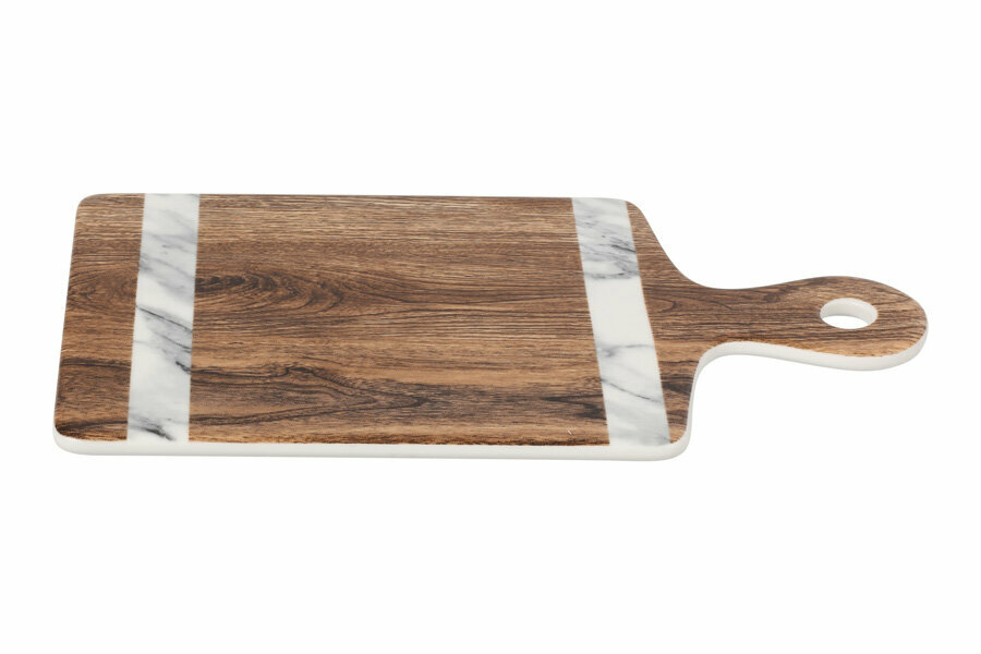 Доска разделочная 25х14 см с ручкой фарфор P коричневая Wood&Marble
