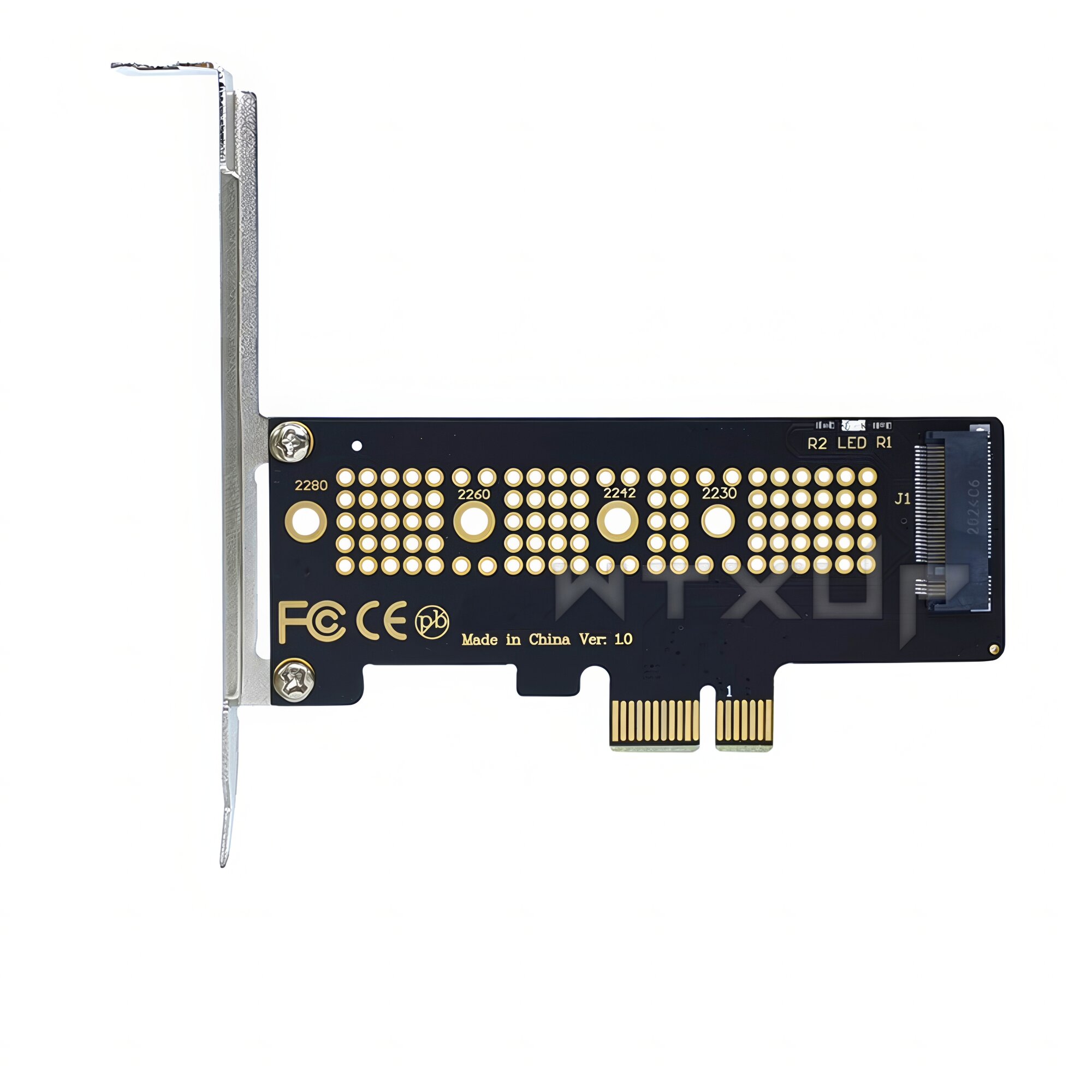 Адаптер-переходник (плата расширения) для установки SSD M.2 2230-2280 PCI-E NVMe x4, NHFK N-M2X4, черный — фото 1