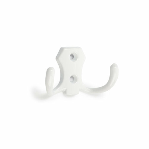 Крючок мебельный тундра КМ201WH, двухрожковый, цвет белый