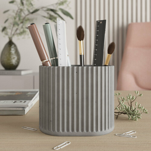 Канцелярский стакан Chloe Duo органайзер для канцелярии 13х10х85 см бетон серый матовый 2200₽