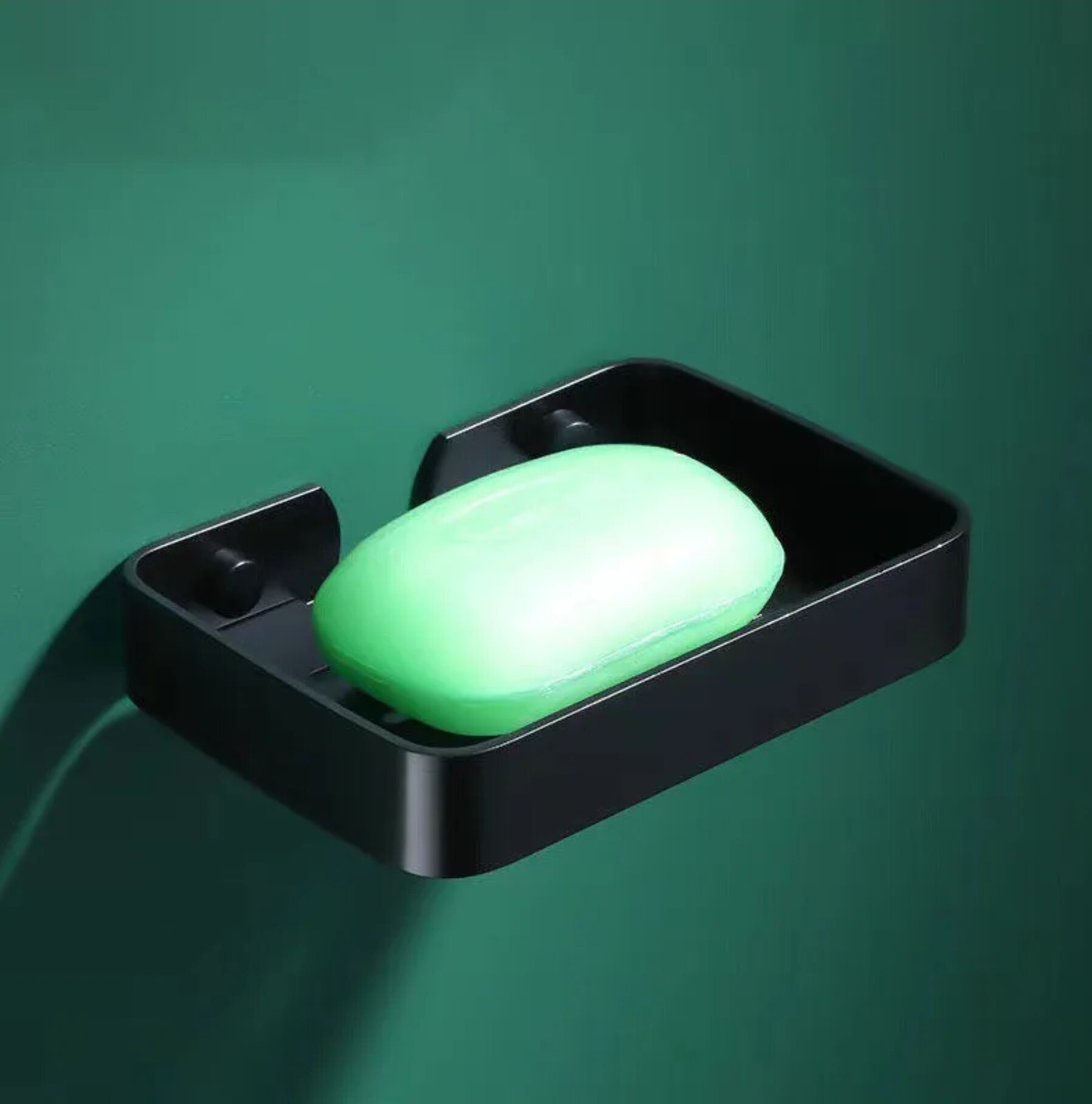 Мыльница "Подвесная", нержавеющая сталь, черная, настенная, с креплениями — фото 1