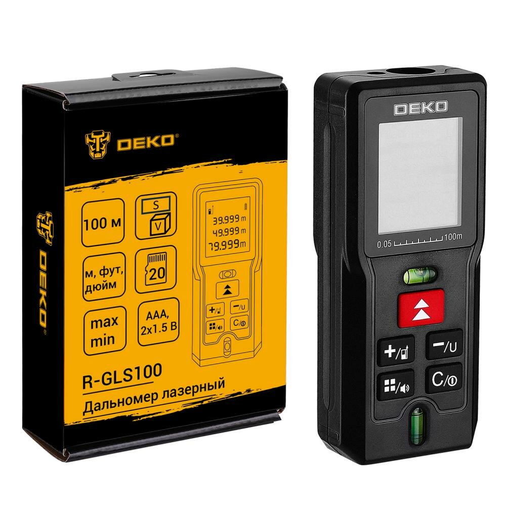 Лазерный дальномер DEKO R-GLS100 точность измерения 2 мм дальность 100м