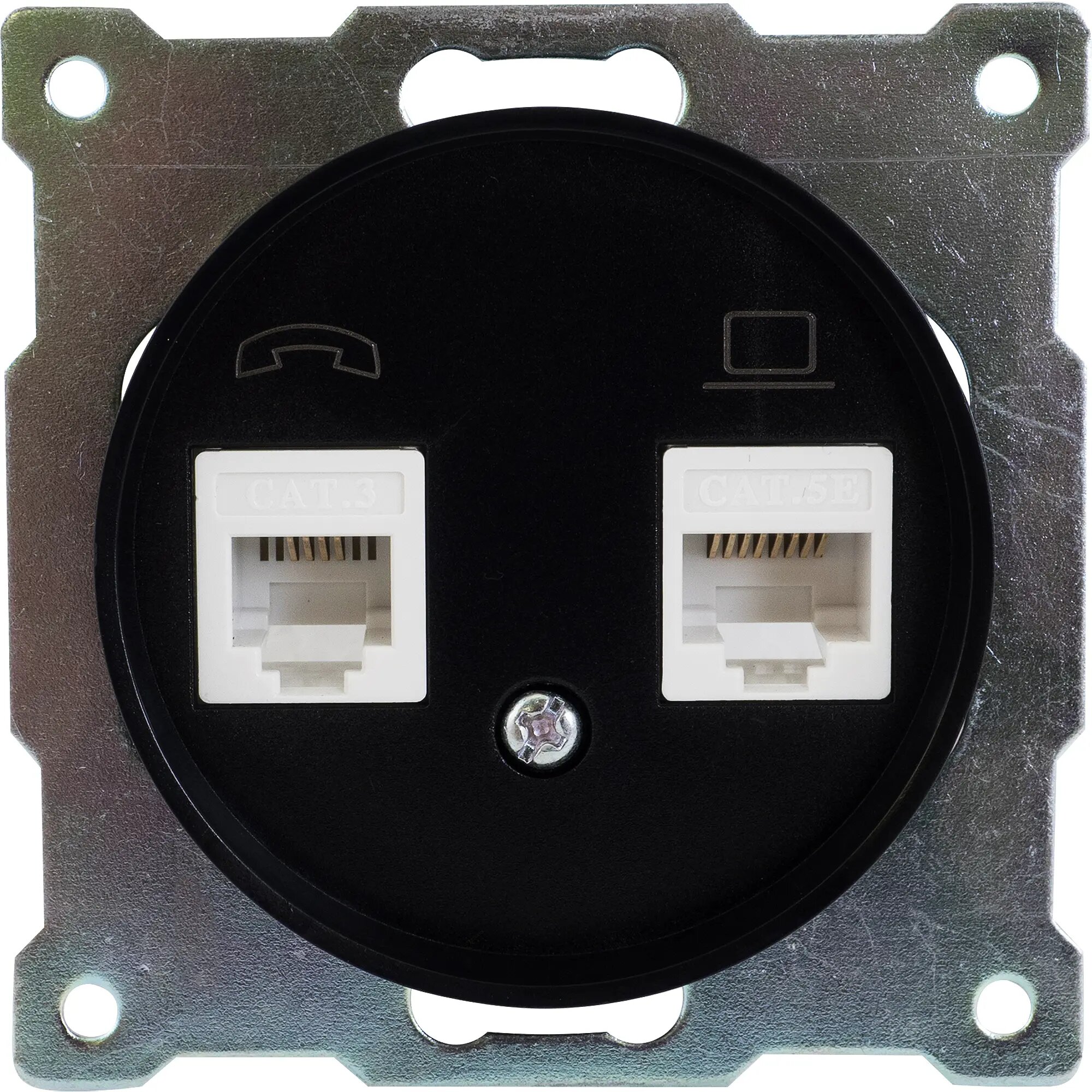 Телефонная/компьютерная розетка встраиваемая Onekey Florence RJ11/RJ45 UTP cat 5e цвет чёрный
