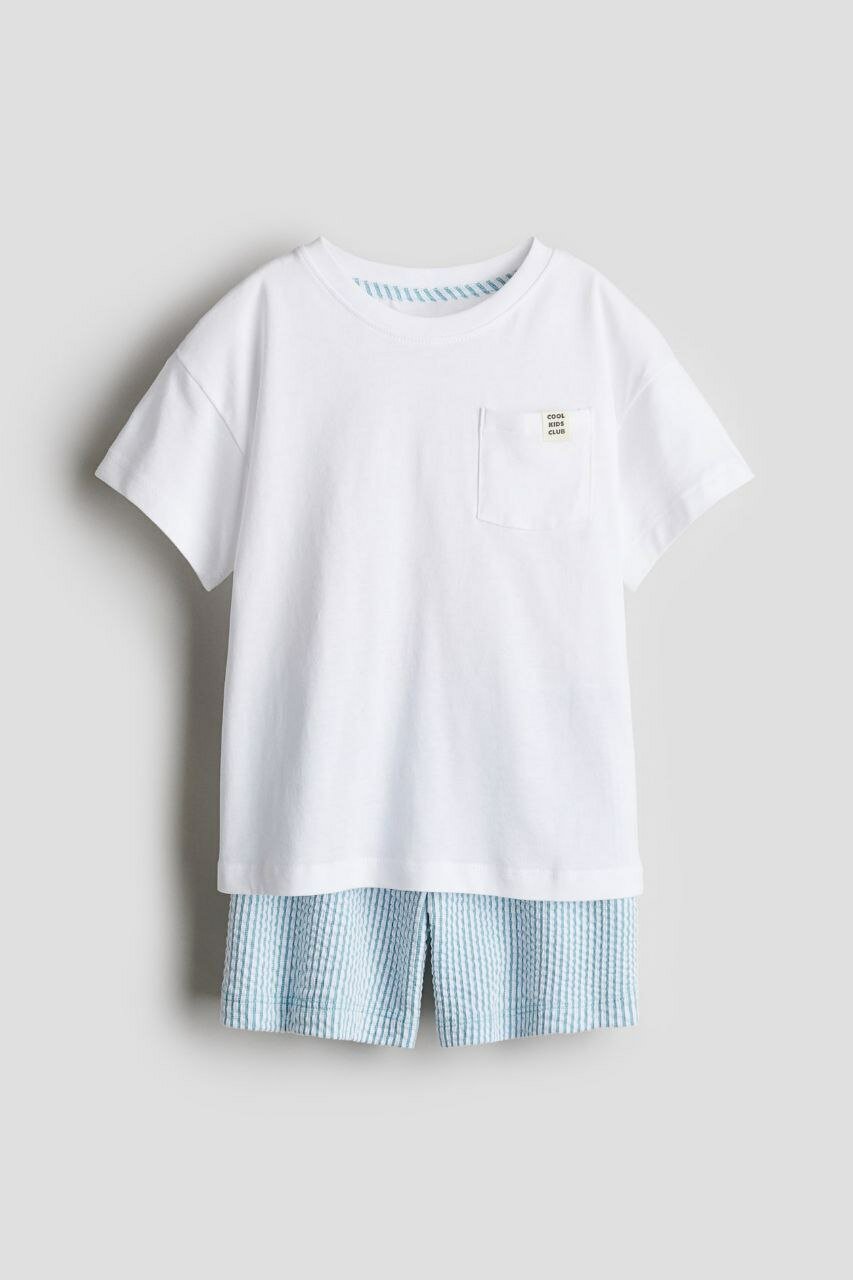 Пижама H&M, размер 134/140, белый-зеленый
