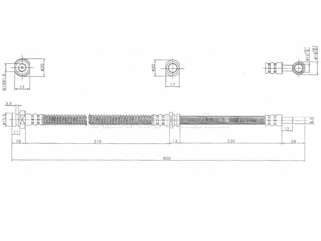 Шланг тормозной передний для Митсубиси Аутлендер арт ST320033 SAT