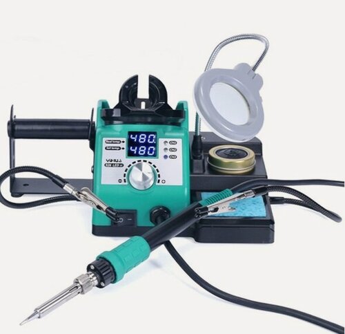Изображение товара Паяльная станция с паяльником, лупой и двумя гибкими держателями YH926LED-IV YIHUA, Светодиодная подсветка, LED дисплей