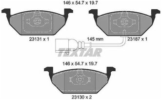 Дисковые тормозные колодки передние Textar 2313101 для SEAT, Volkswagen, Skoda, Audi (4 шт.)