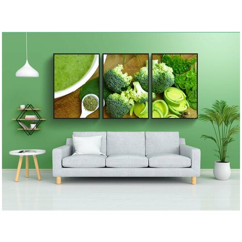 фото Набор модулных постеров для интерьера "суп, овощи, брокколи" 60x90 см. в тубусе, без рамки lotsprints