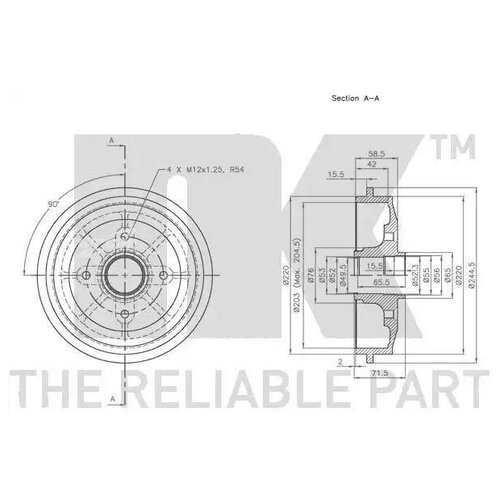 фото Nk 251907 барабан тормозной без кольца сенсора abs citroen c2 c3 02-