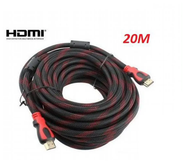 Кабель HDMI-HDMI 20 метров / FULL HD / ver 1.4 / тканевая оплетка