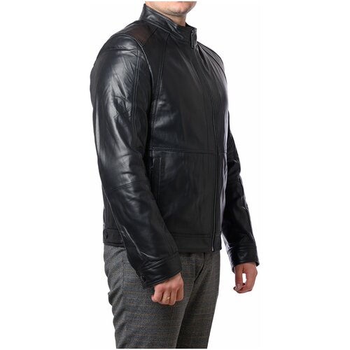 Кожаная куртка YIERMAN, размер 56, черный