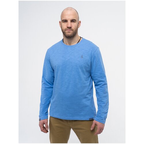 фото Лонгслив цвета морской волны круглый ворот классические края 50 великоросс