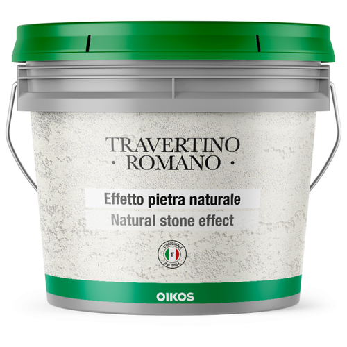 Декоративное покрытие Oikos Travertino Romano, 0.8 мм, белый, 5 кг