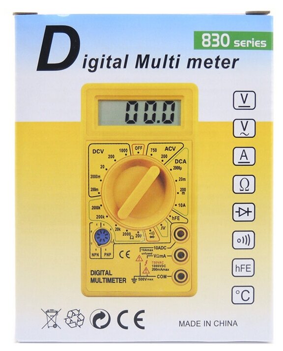  цифровой 1000 VDC, 750 VAC до 10 А Sugon DT838 .
