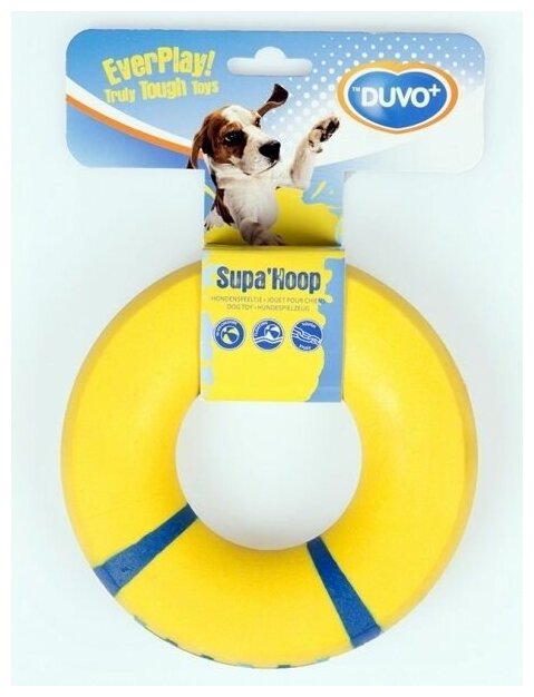 DUVO+ Игрушка для собак резиновая "Supa Hoop Ring", желтая - фотография № 3